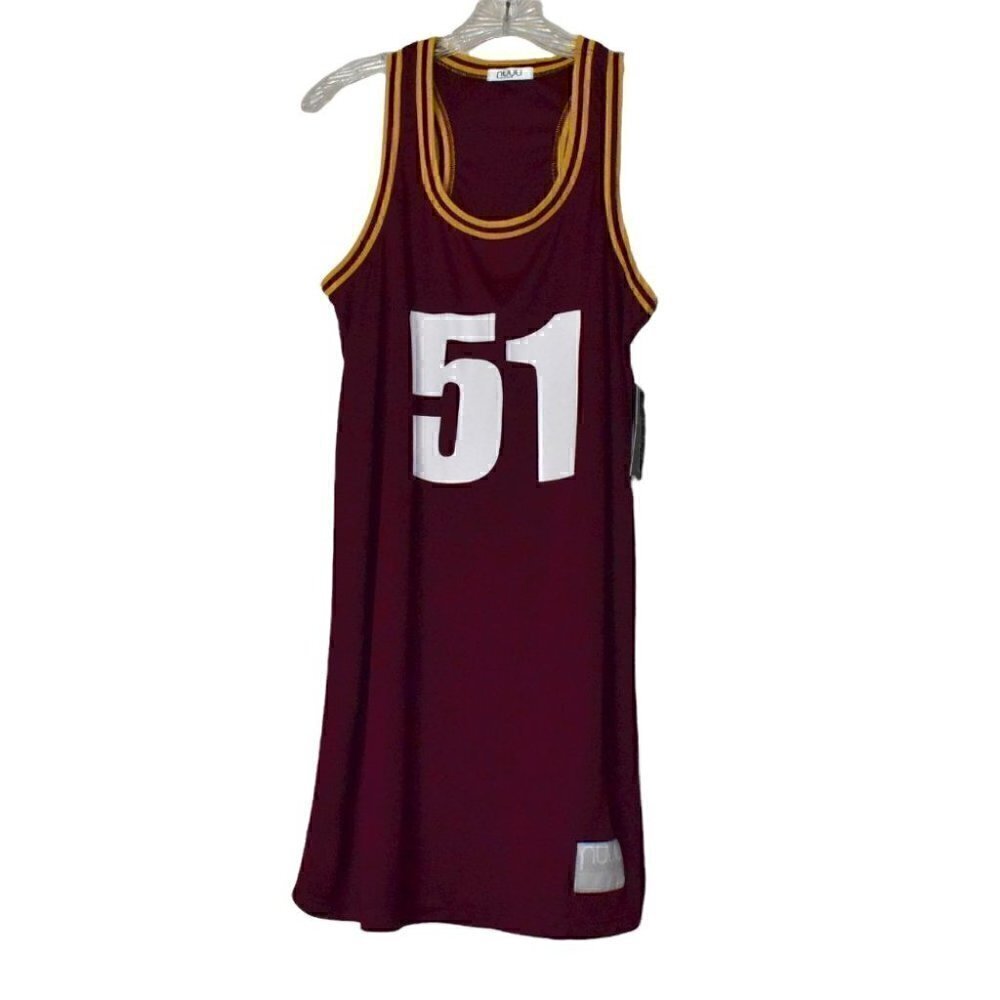 NUYU Racer Back Collegiate Jersey Dress Maroon/Gold Number 51 Size S